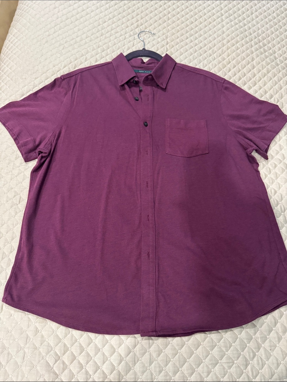 Perry Ellis Short Sleeve Button-Down Shirt in Plum Purple